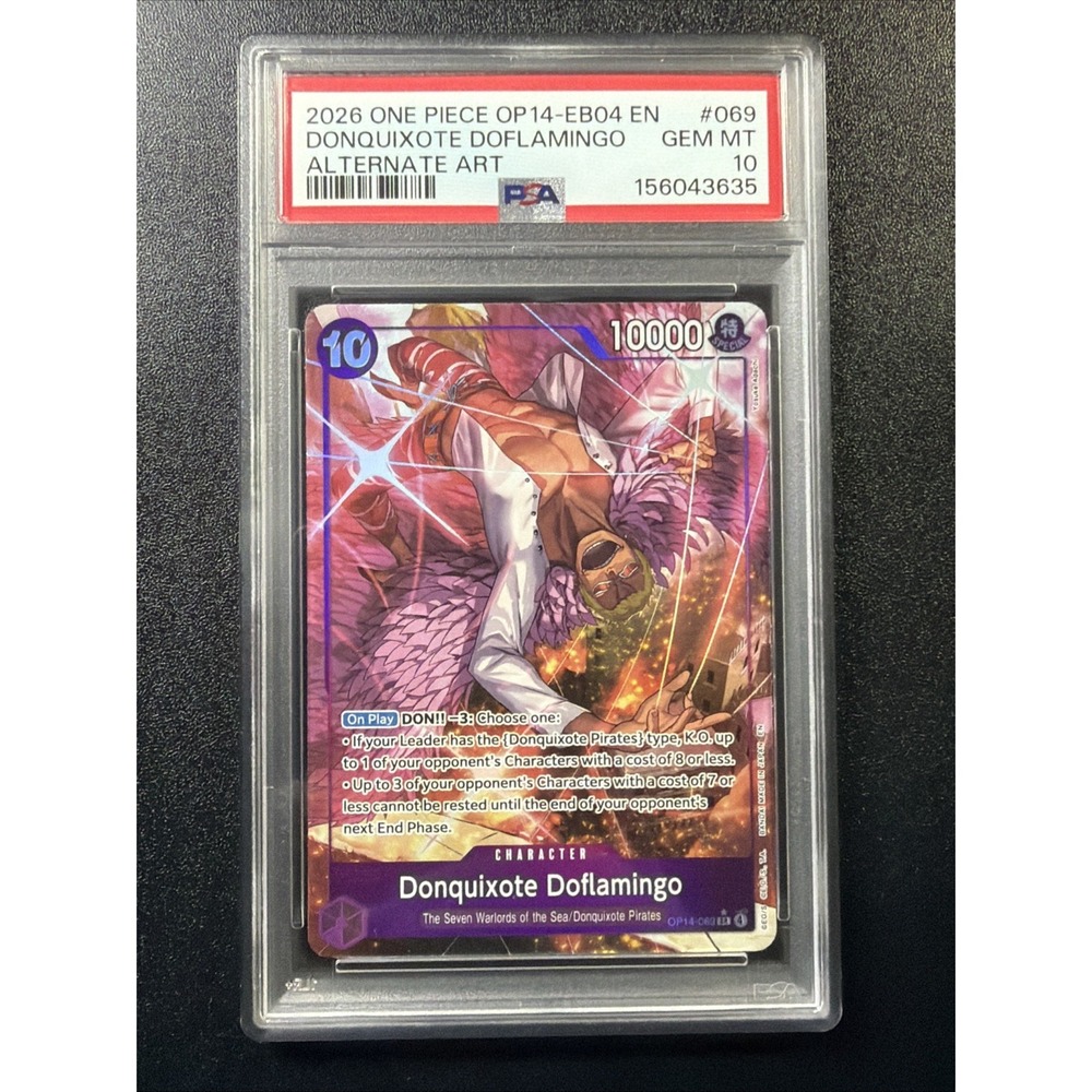 2026 ONE PIECE THE AZURE SEA'S SEVEN ALT ART 069 DONQUIXOTE DOFLAMINGO PSA 10 A2